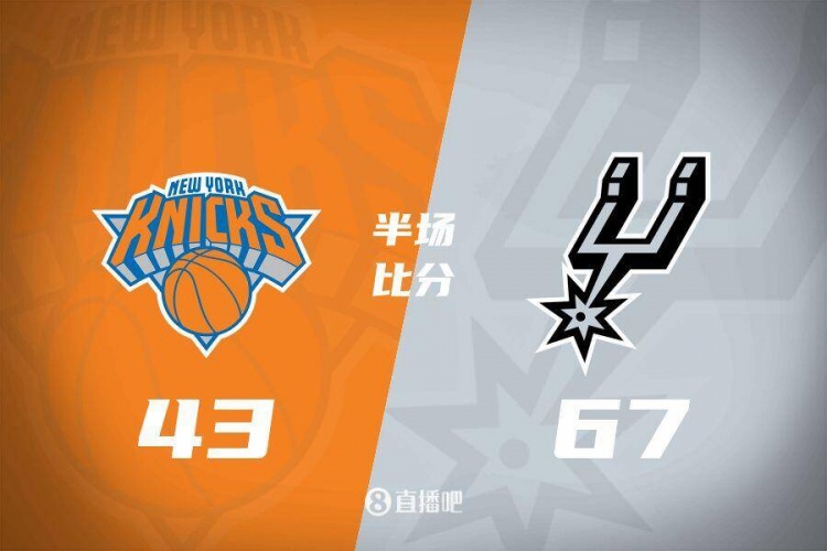 花了？馬刺半場4人得分上雙67-43領(lǐng)先尼克斯24分 唐斯19分
